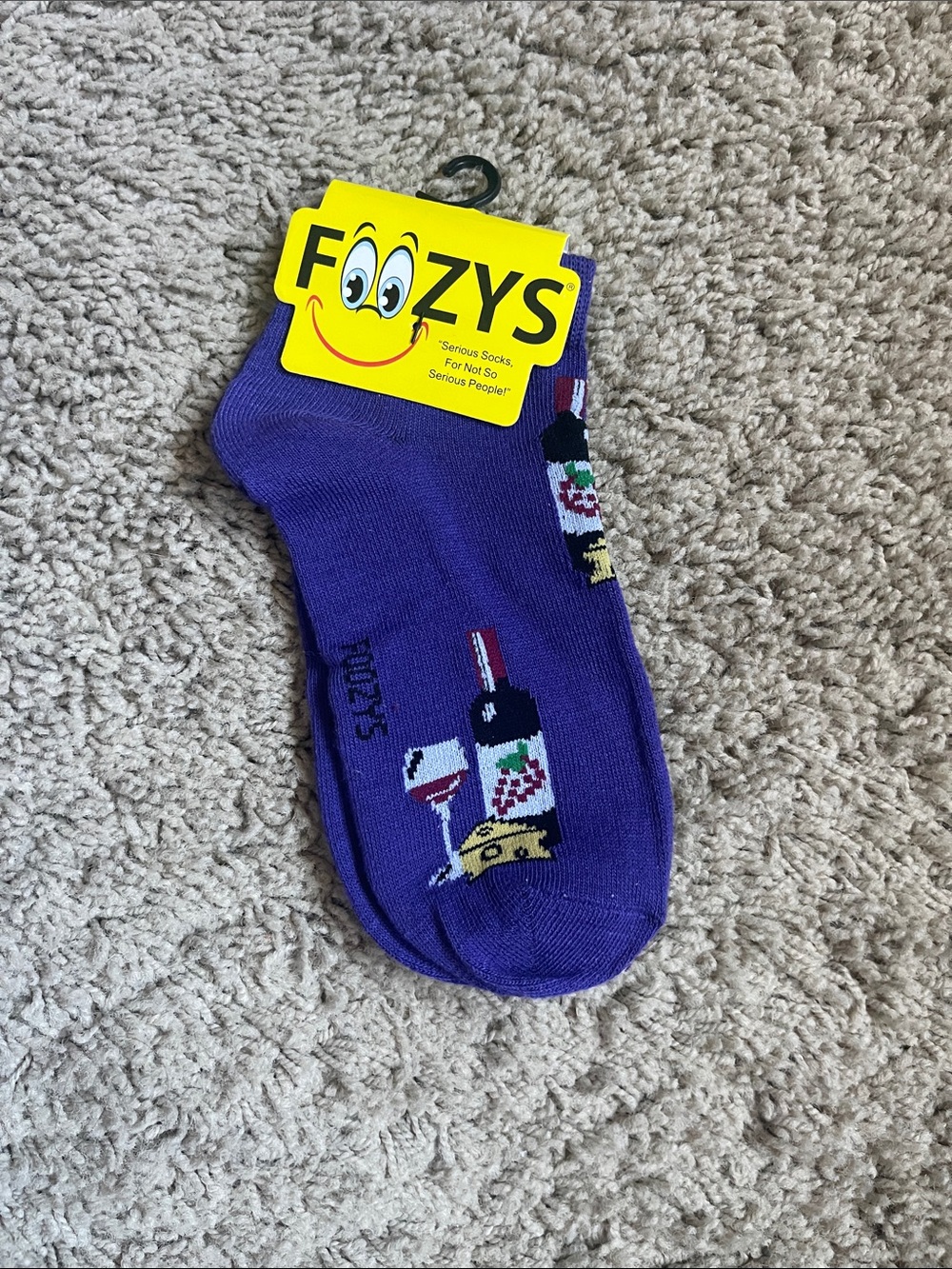 Women’s Purple Novelty Wine Bottle Ankle Socks